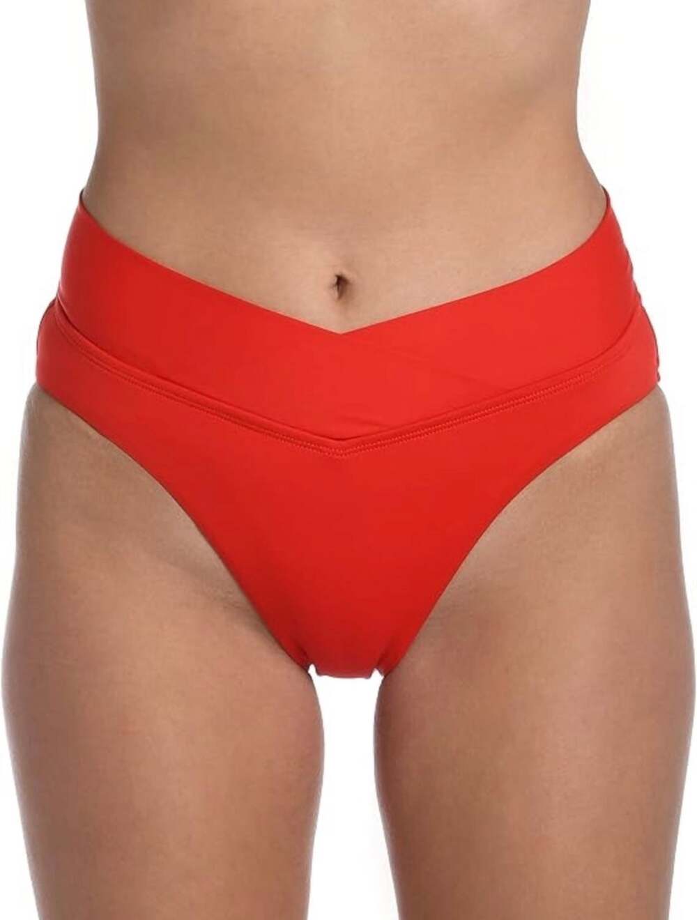 La Blanca Bikini Bottom SZ 12 NWT Island Goddess Crossover High Waist Cherry Red